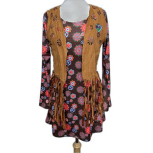 Spirit Halloween Brown Psychedelic Hippie Costume - Women M -Woodstock Halloween